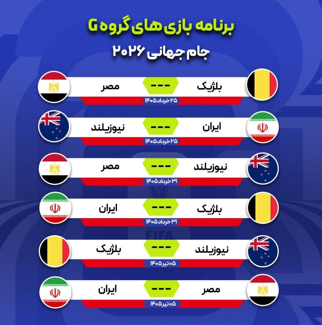عکس | زمان بازی‌های ایران در جام جهانی