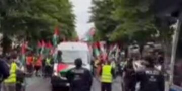 فیلم/ راهپیمایی گسترده آلمانی‌ها برای همبستگی با فلسطین و لبنان